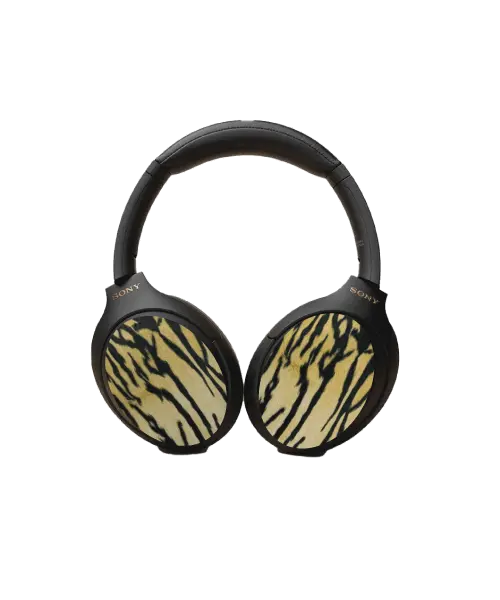 Tiger-print headphones covers